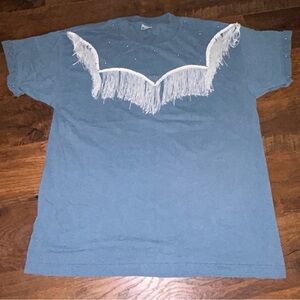 Murina Blue shirt w Fringe T-Shirt with silver Accents